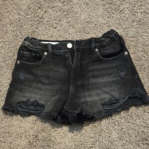 Zara Black Frayed Jean Shorts
